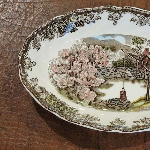 Vintage Friendly Village Johnson Bros vintage transferware small oval server - Picture 7 of 13